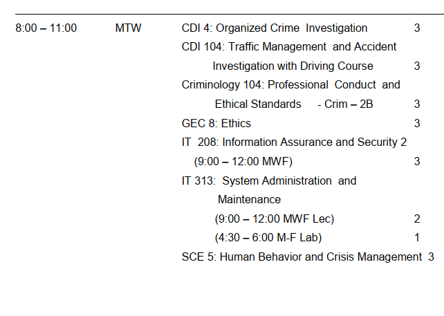 INTEGRATED CLASS SCHEDULE SUMMER 2020 – Capitol University